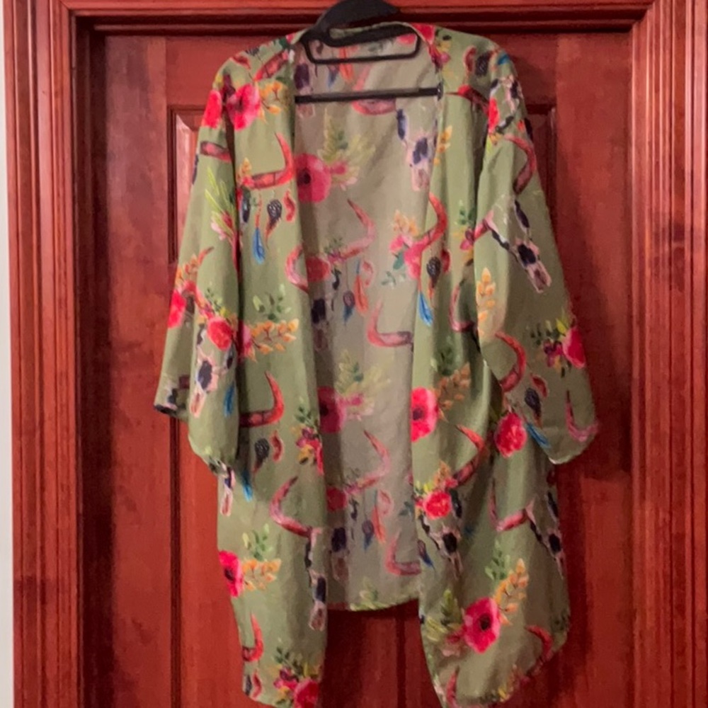 Floral Green Kimono Jacket